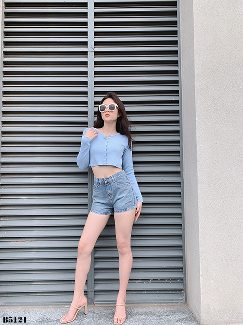 Quần jean short rách xanh B5121