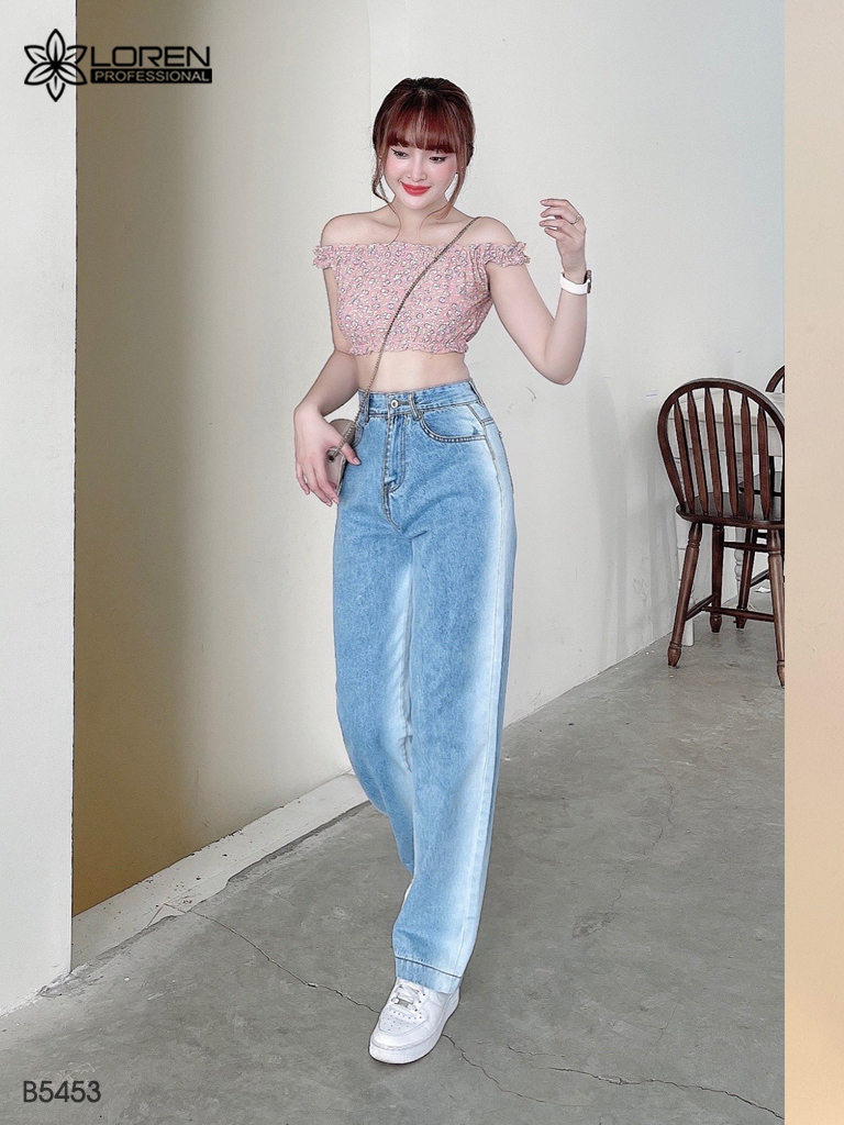 Quần jean ống rộng LOREN wash xanh B5453