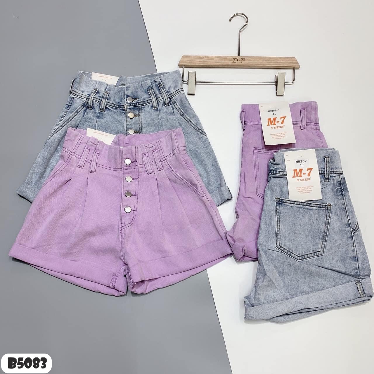 Quần kaki short nhiều nút tím B5083