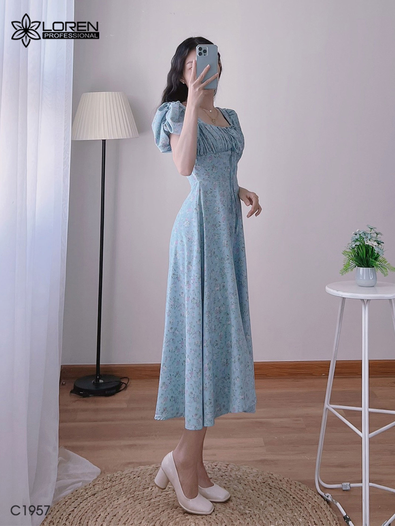 Đầm nữ LOREN hoa xanh C1957