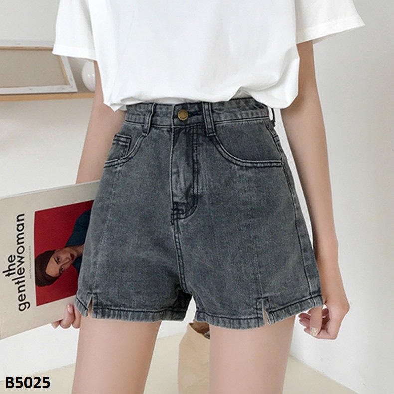 Quần jean short xẻ đùi đen B5025
