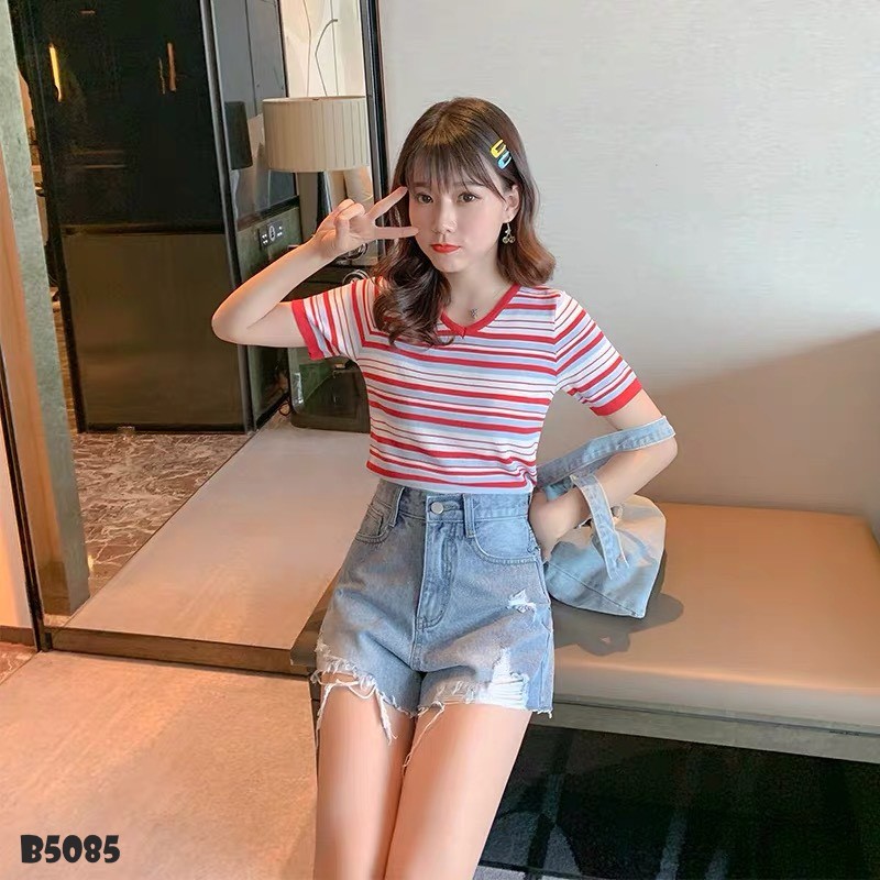 Quần jean short tua xanh B5085