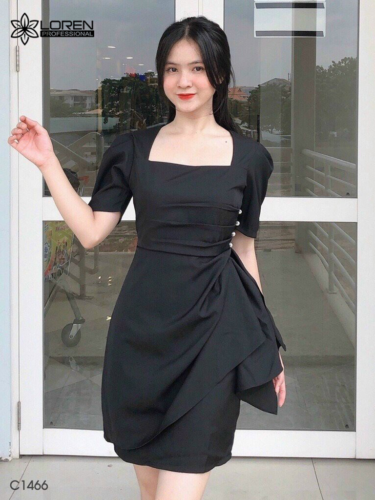 Đầm nhúng eo đen C1466