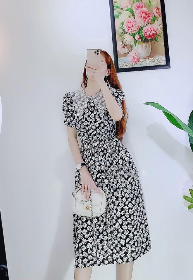 Đầm hoa cúc đen C1126