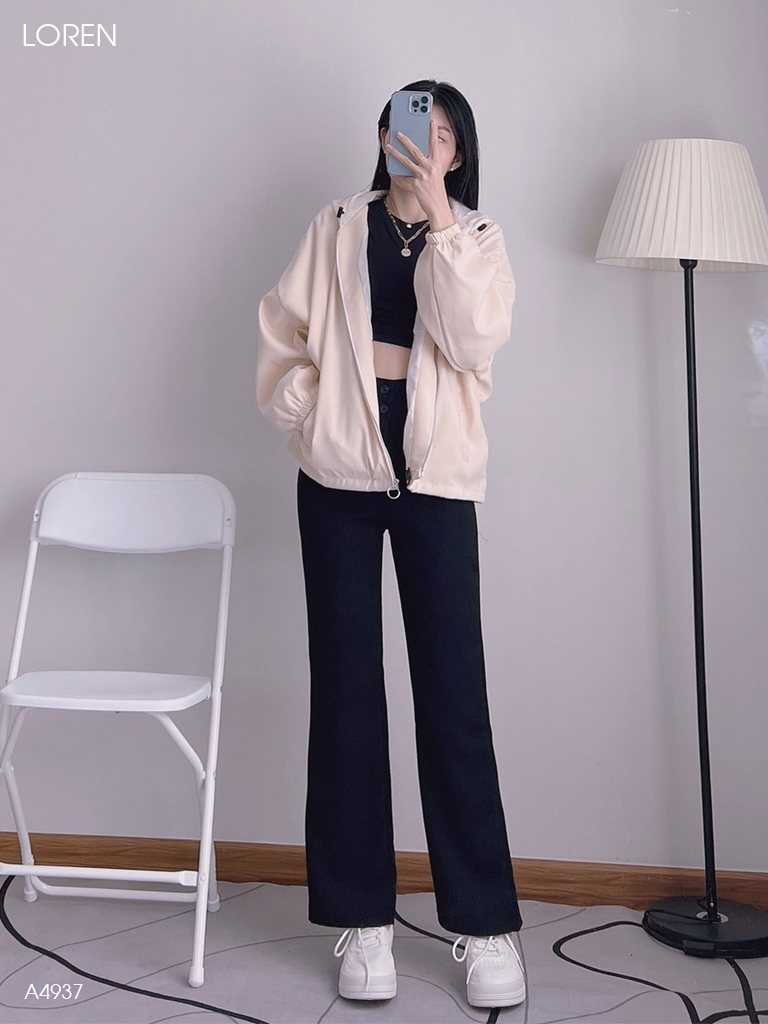 Áo khoác nữ LOREN da lộn tay phồng A4937