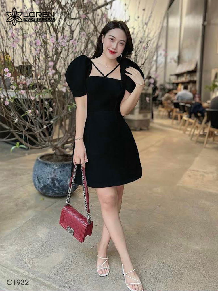 Đầm LOREN tay phồng cột dây C1932