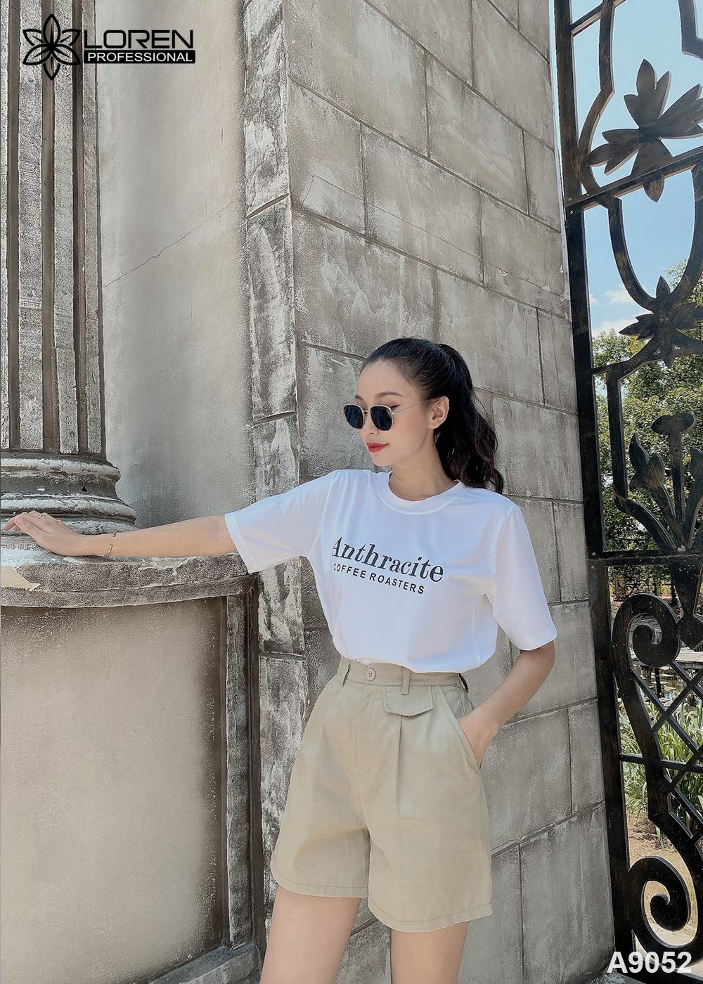 Set quần short áo thun trắng A9052