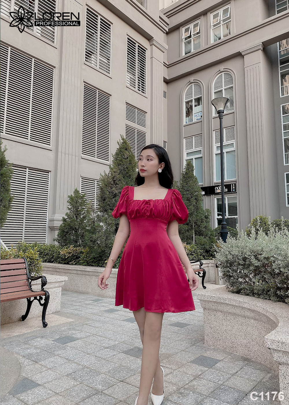 Đầm cut out đỏ C1176