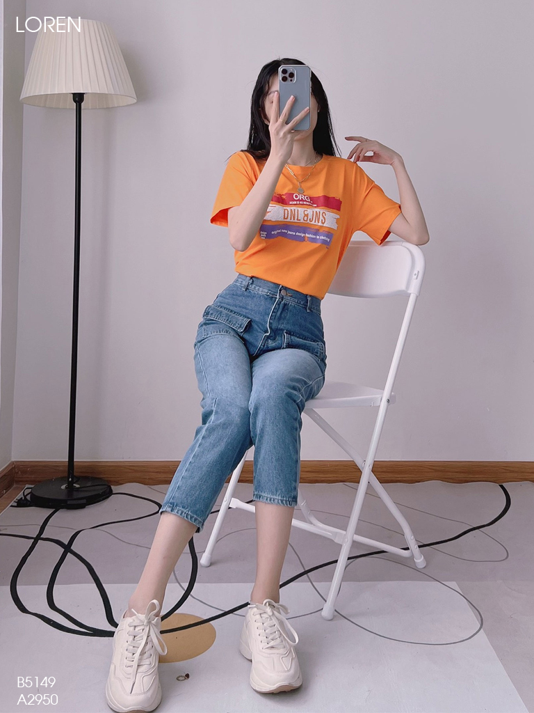 Quần jean baggy LOREN kiểu túi đắp B5149