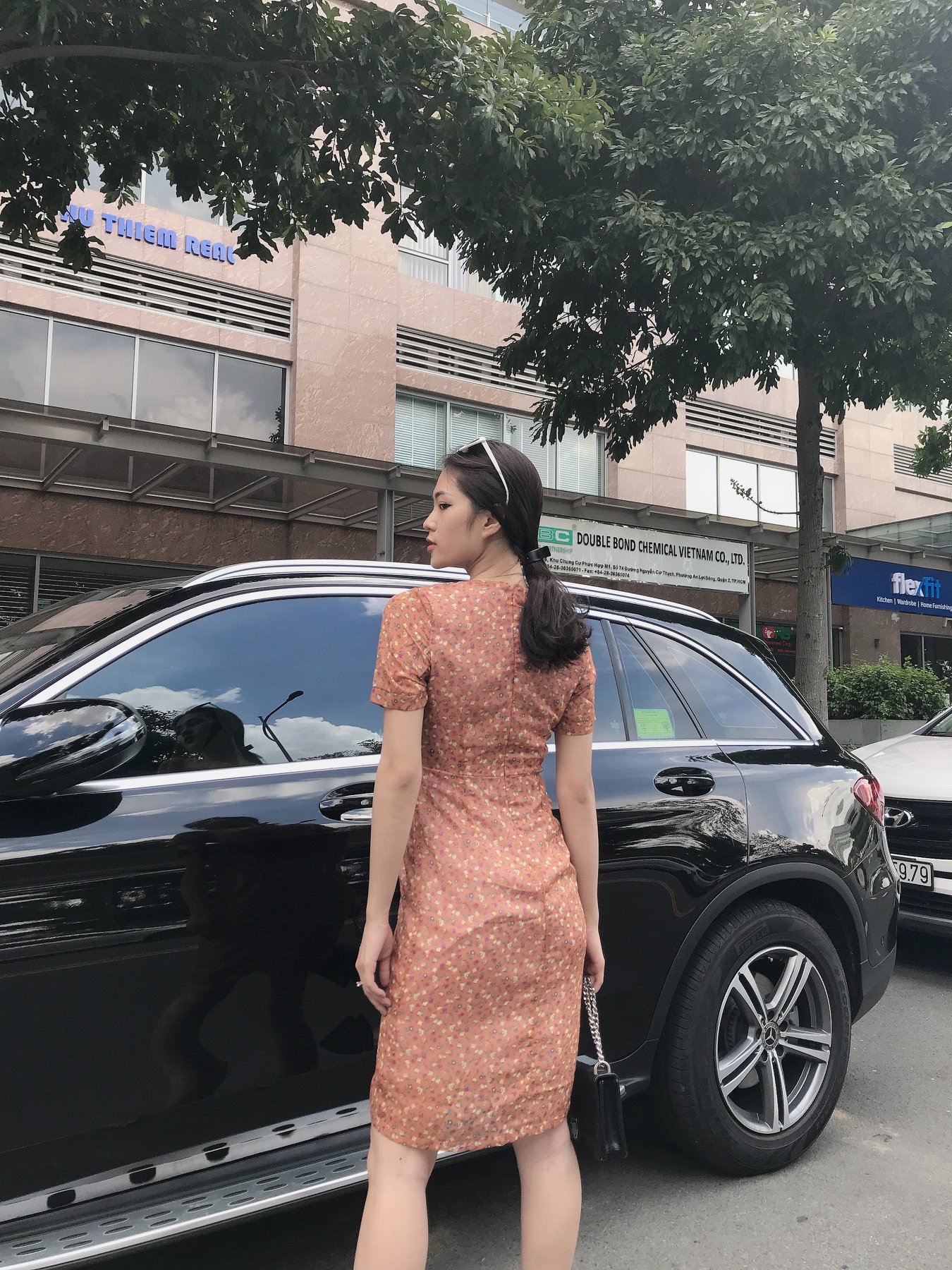 Đầm LOREN hoa nhí cam C1134