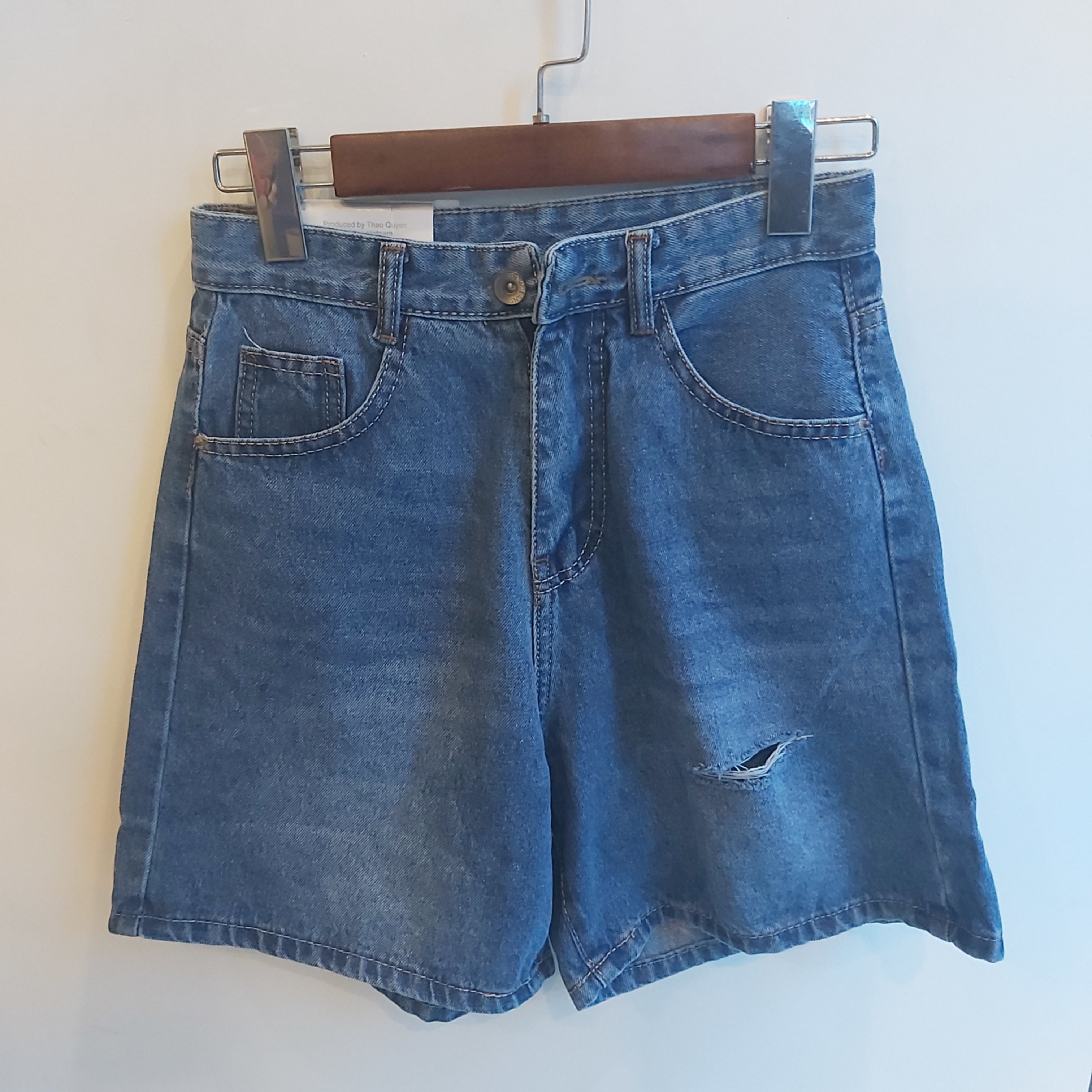 Quần jean ngố rách xanh B5340