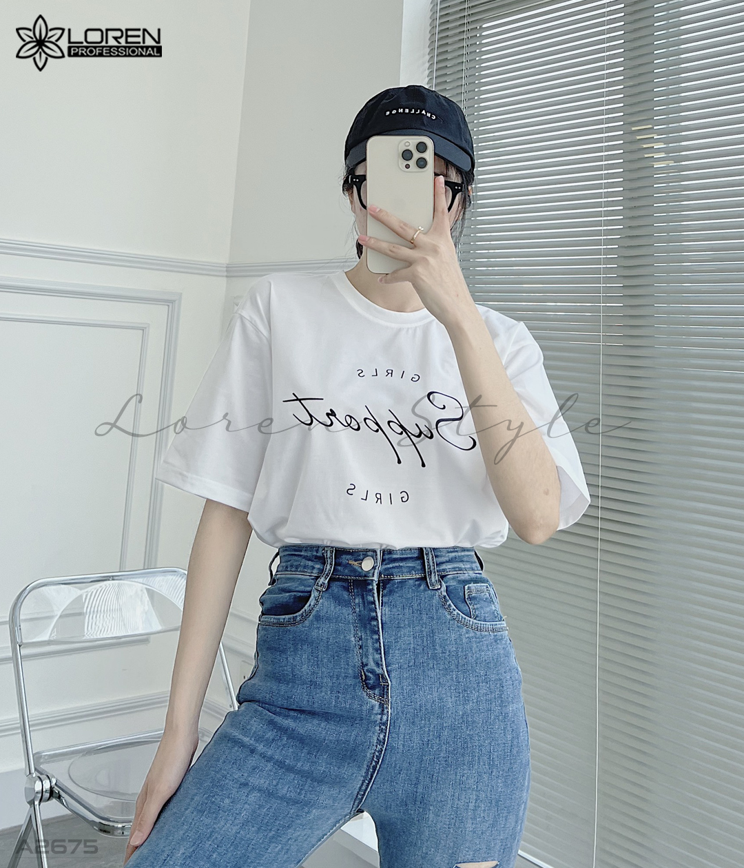 Áo thun nữ LOREN girls support trắng A2675