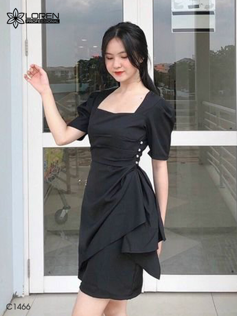 Đầm nhúng eo đen C1466