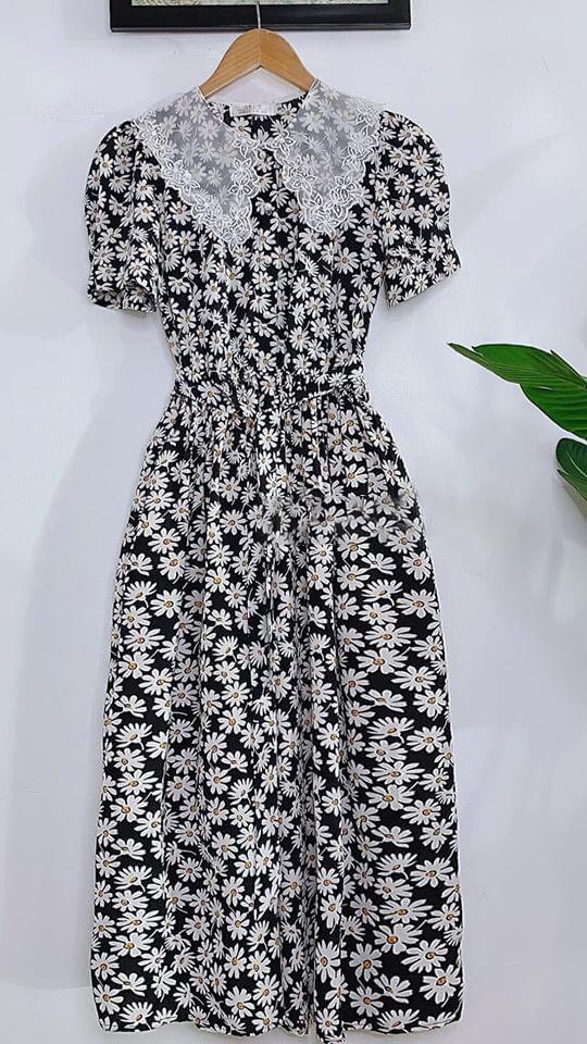 Đầm hoa cúc đen C1126