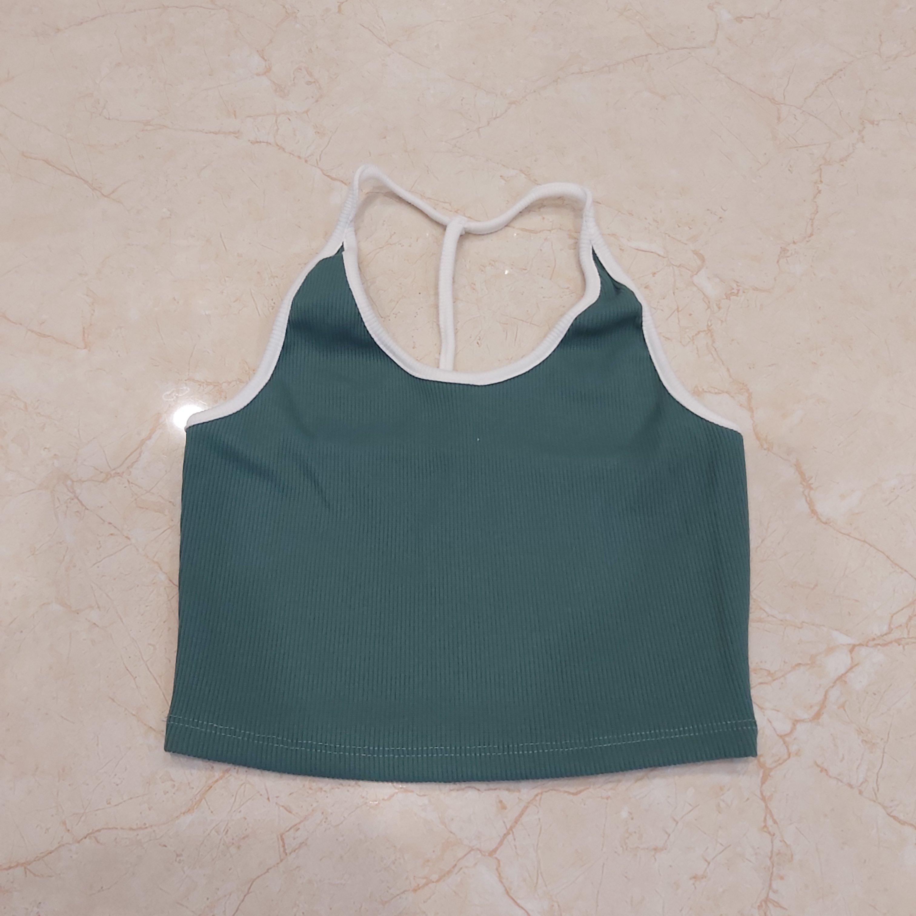 Áo croptop cổ dây hở lưng xanh A6411