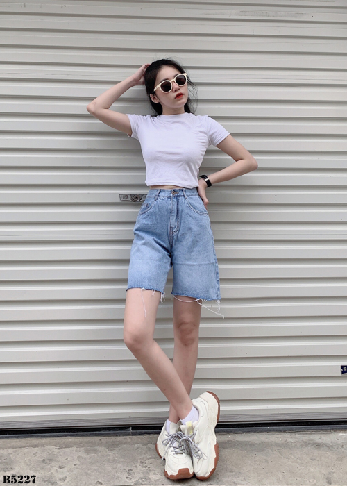 Quần jean ngố tua xanh B5227