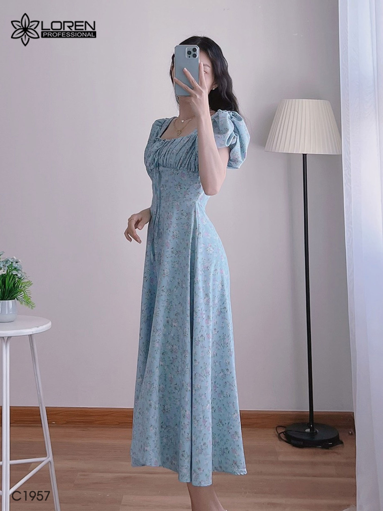 Đầm nữ LOREN hoa xanh C1957