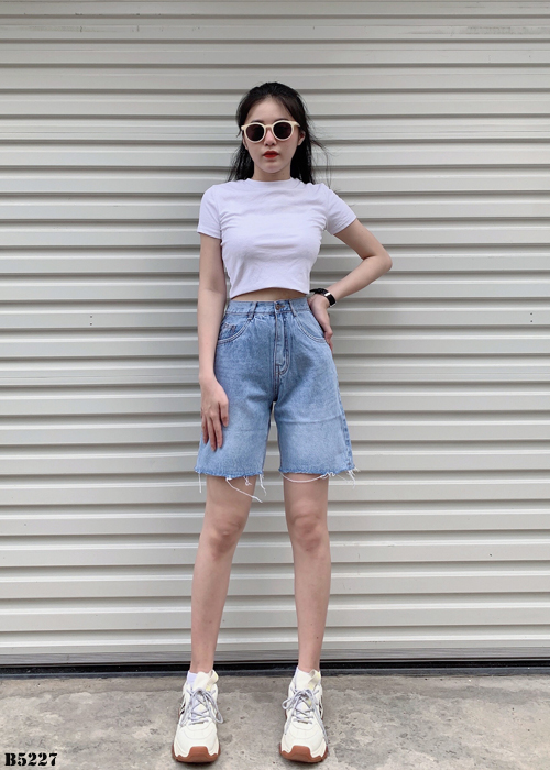 Quần jean ngố tua xanh B5227