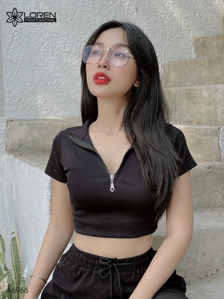Áo croptop nữ LOREN dây kéo A6966