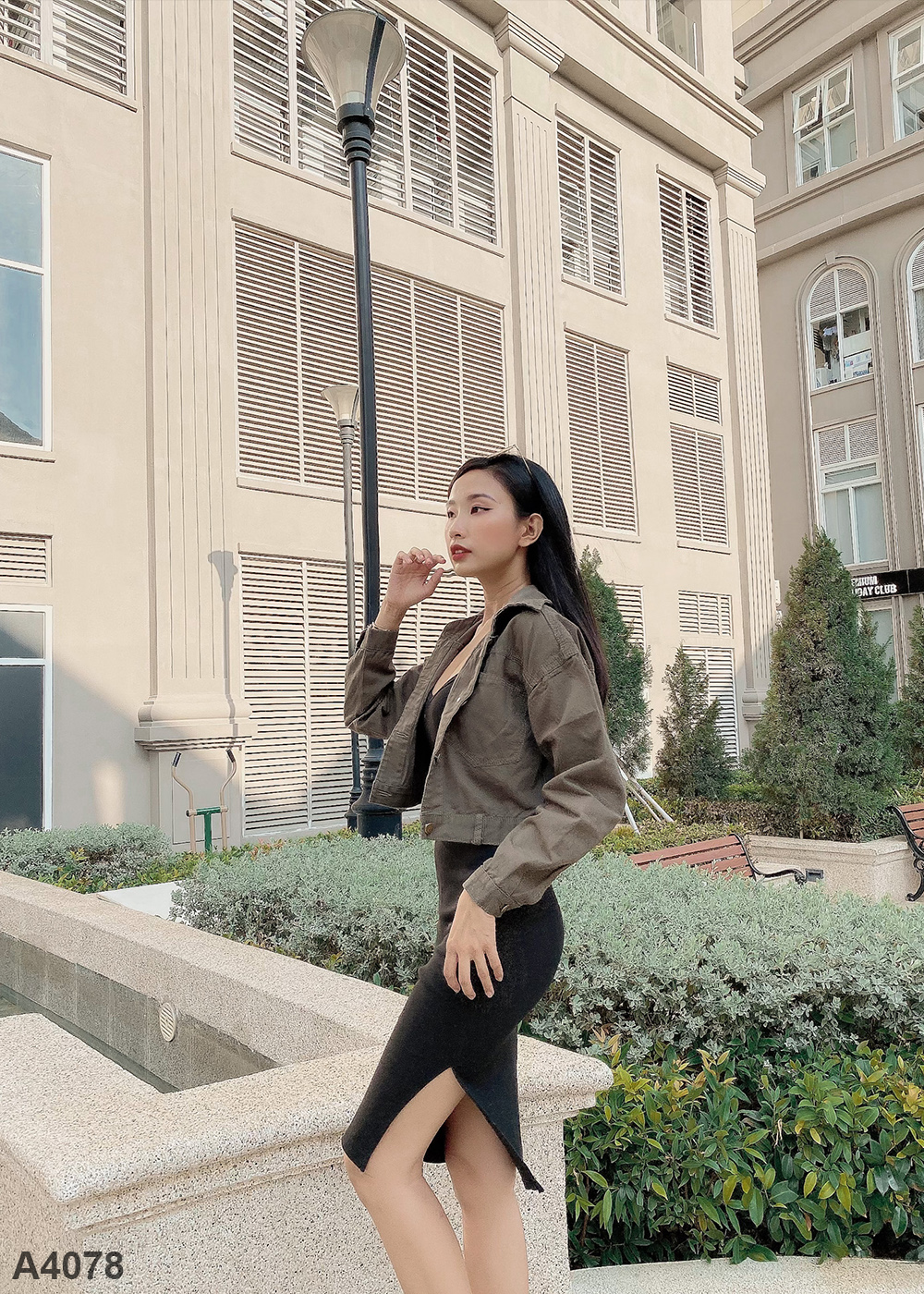 Áo khoác kaki xanh A4078