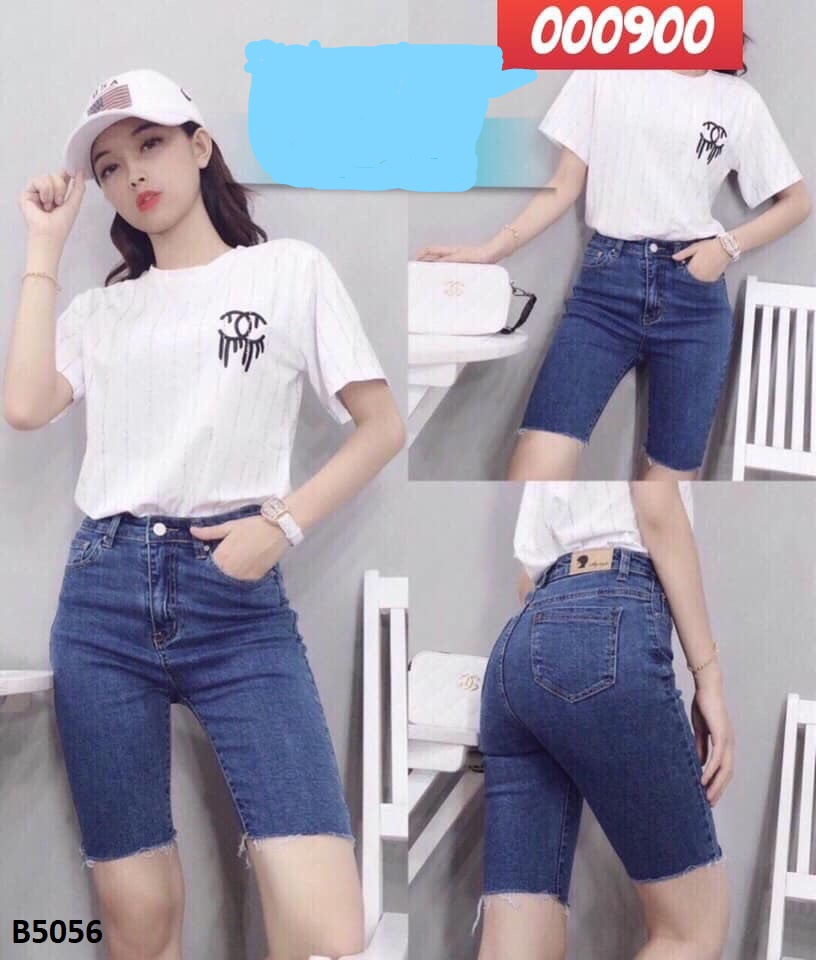 Quần jean ngố tua xanh B5056