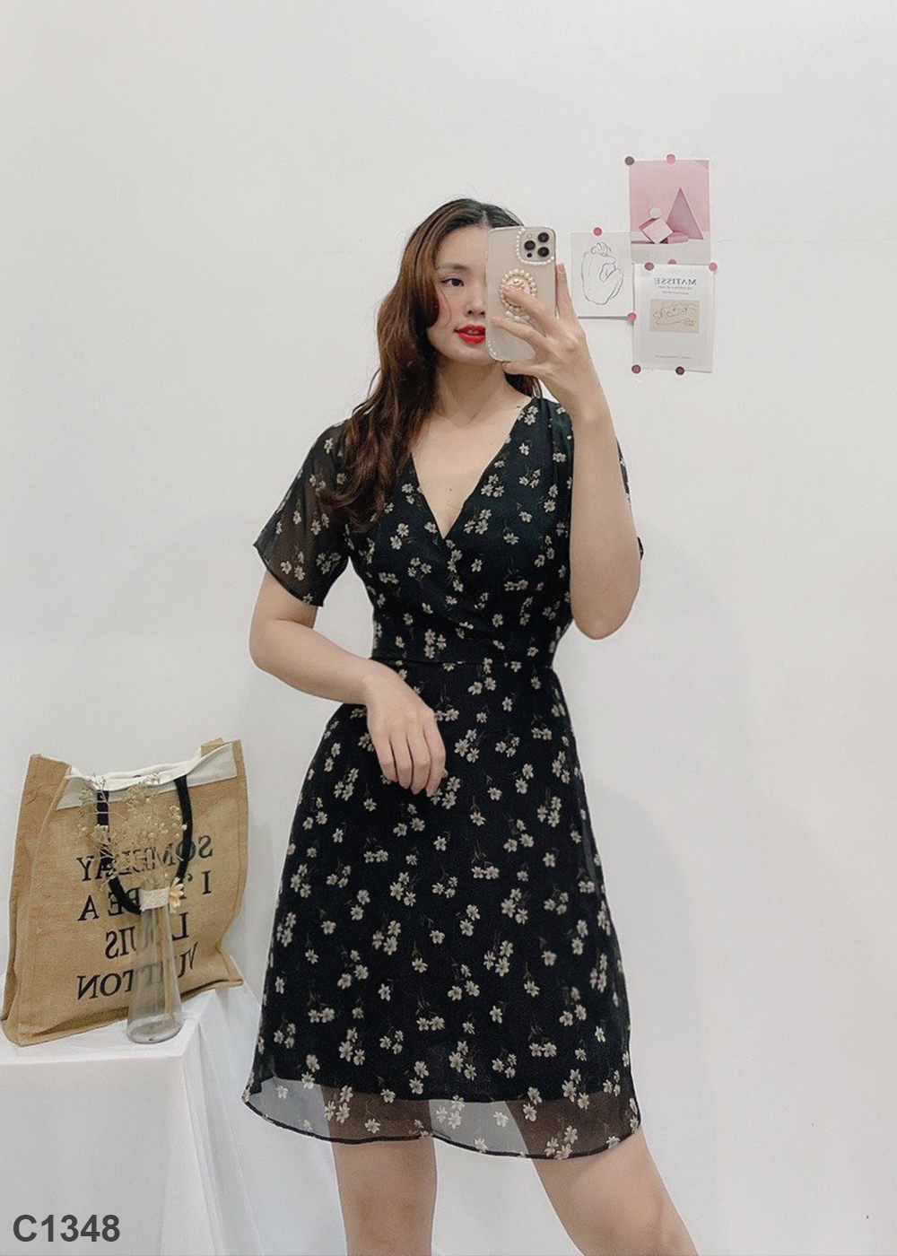 Đầm voan đen C1348