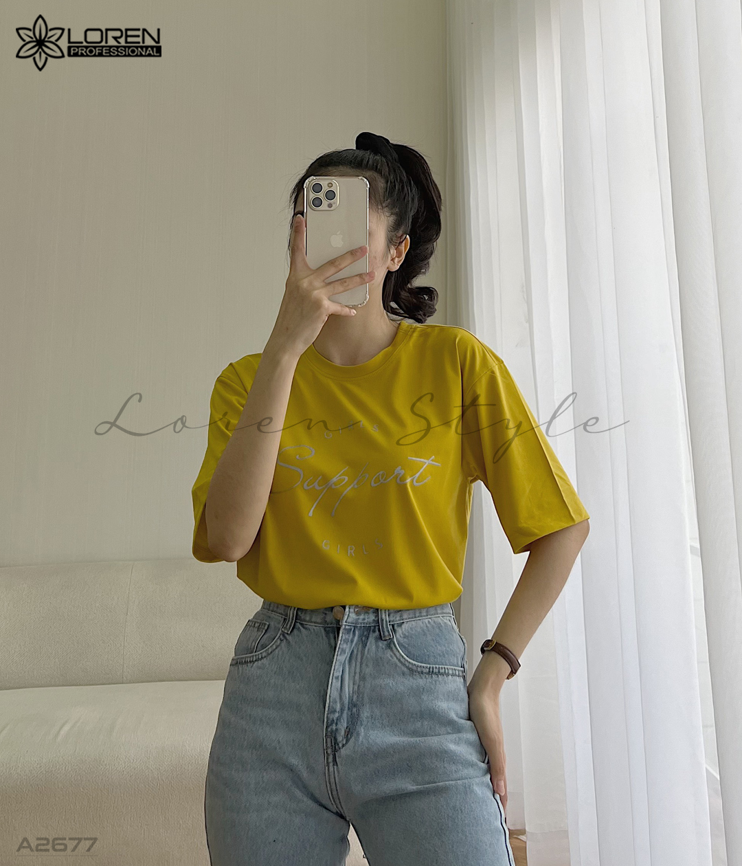 Áo thun nữ LOREN girls support vàng A2677