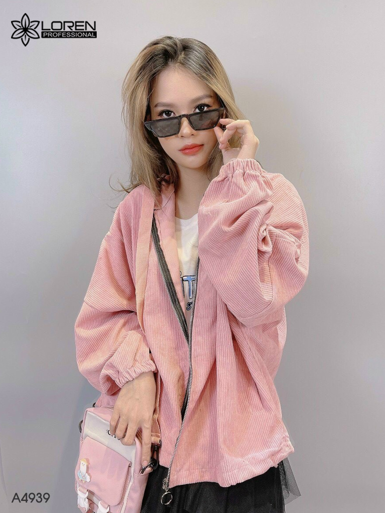 Áo khoác LOREN nhung tăm tay phồng A4939