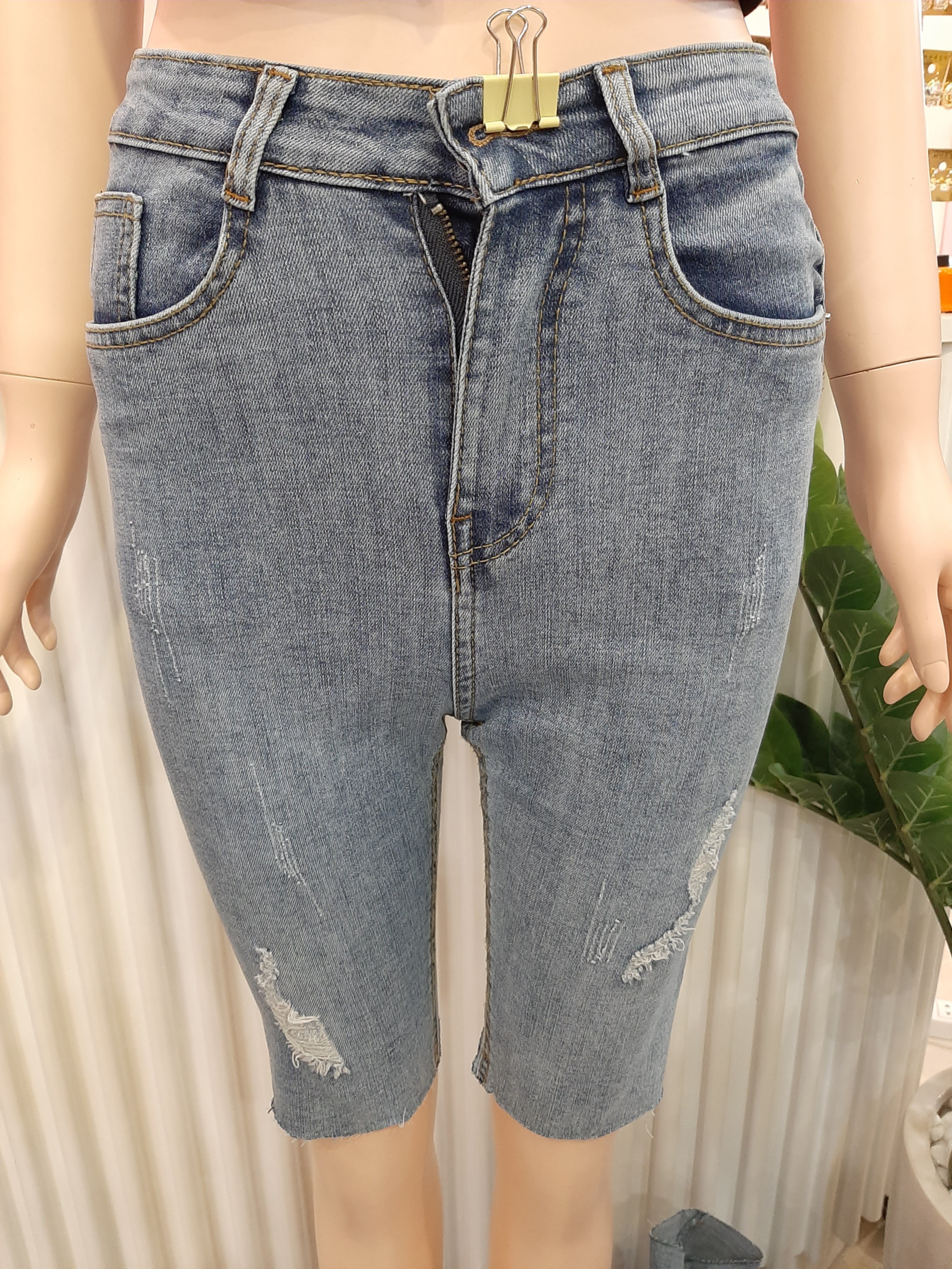 Quần jean ngố tua xanh B5235