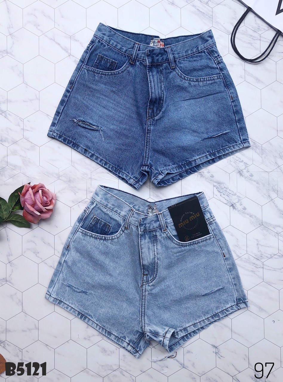 Quần jean short rách xanh B5121