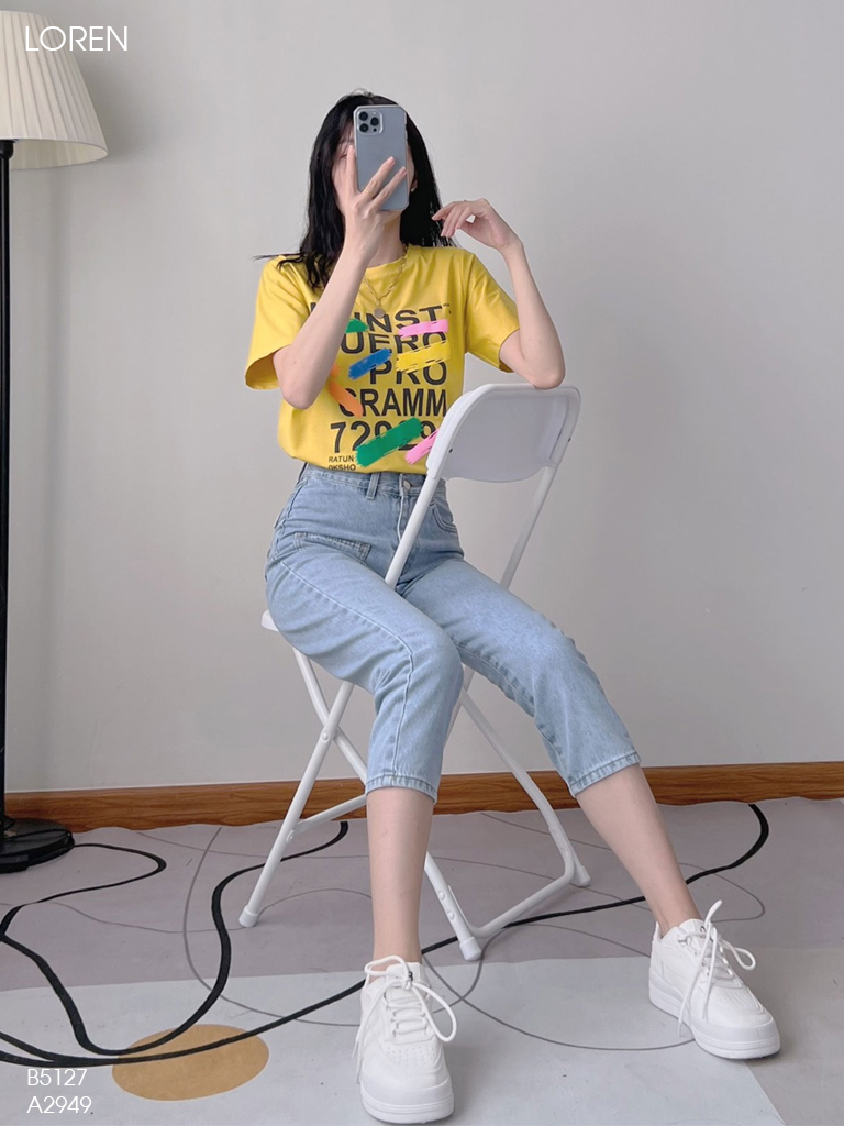 Quần jean baggy LOREN kiểu túi đắp B5127