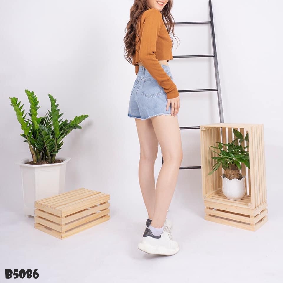 Quần jean short tua xanh B5086