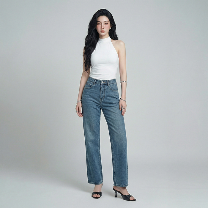 Quần Jean ống suông Nữ LOREN PT11133