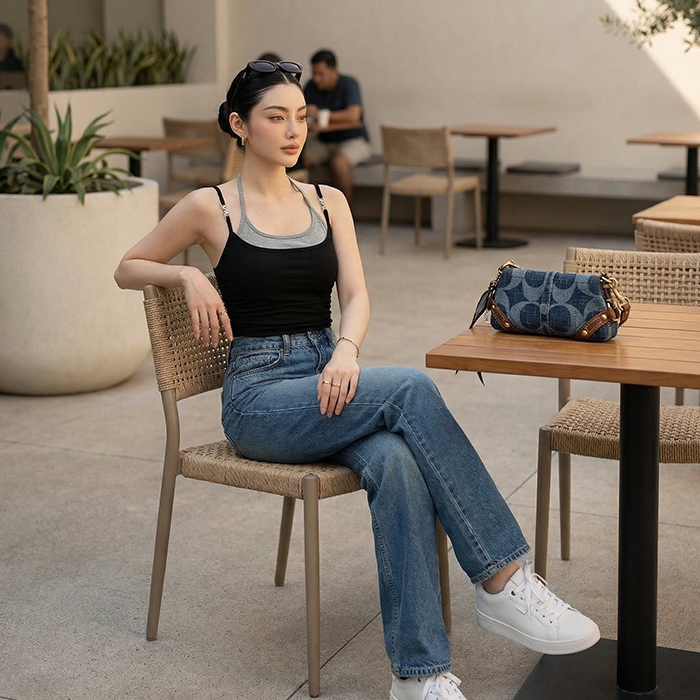 Quần Jean ống suông Nữ LOREN PT11134