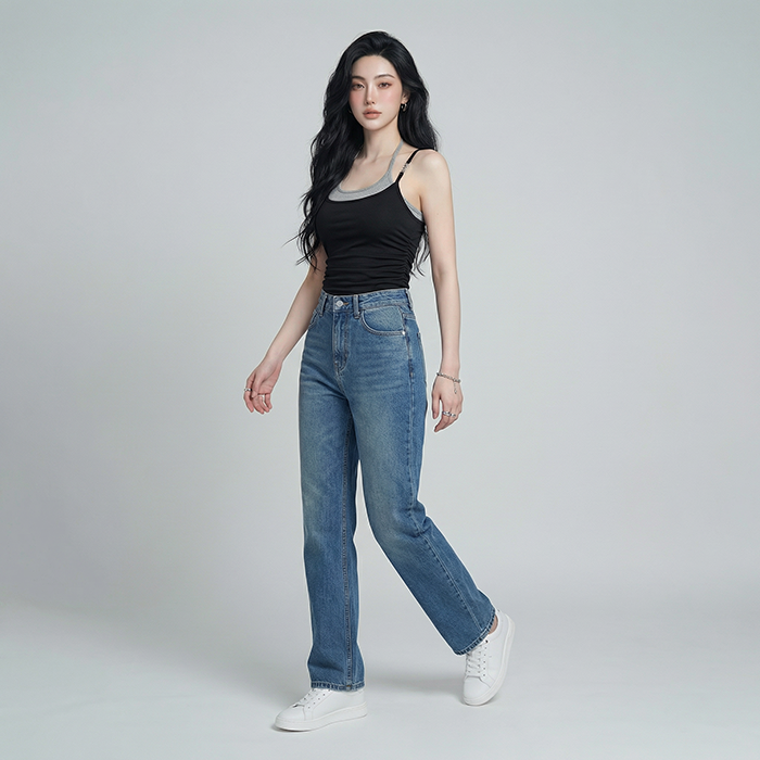 Quần Jean ống suông Nữ LOREN PT11134