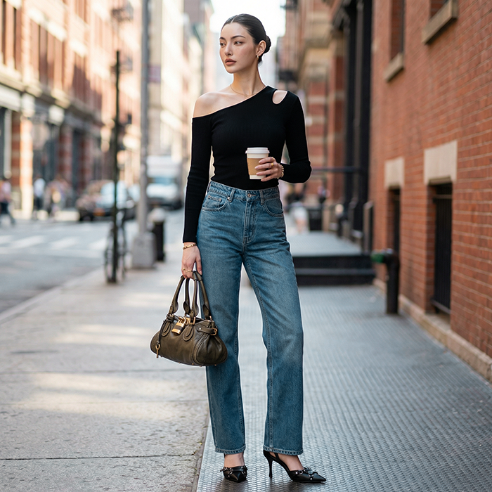 Quần Jean ống suông Nữ LOREN PT11135