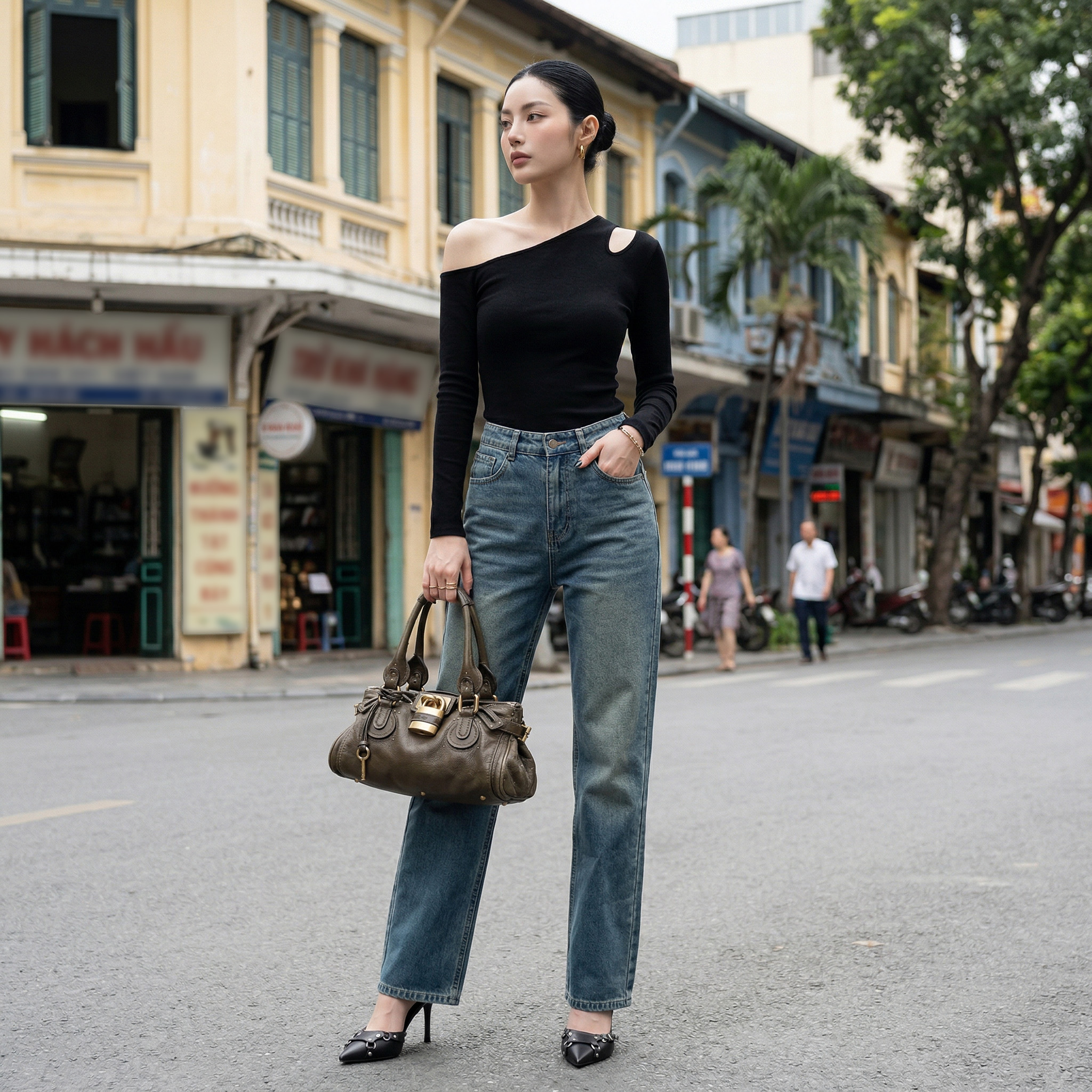 Quần Jean ống suông Nữ LOREN PT11135