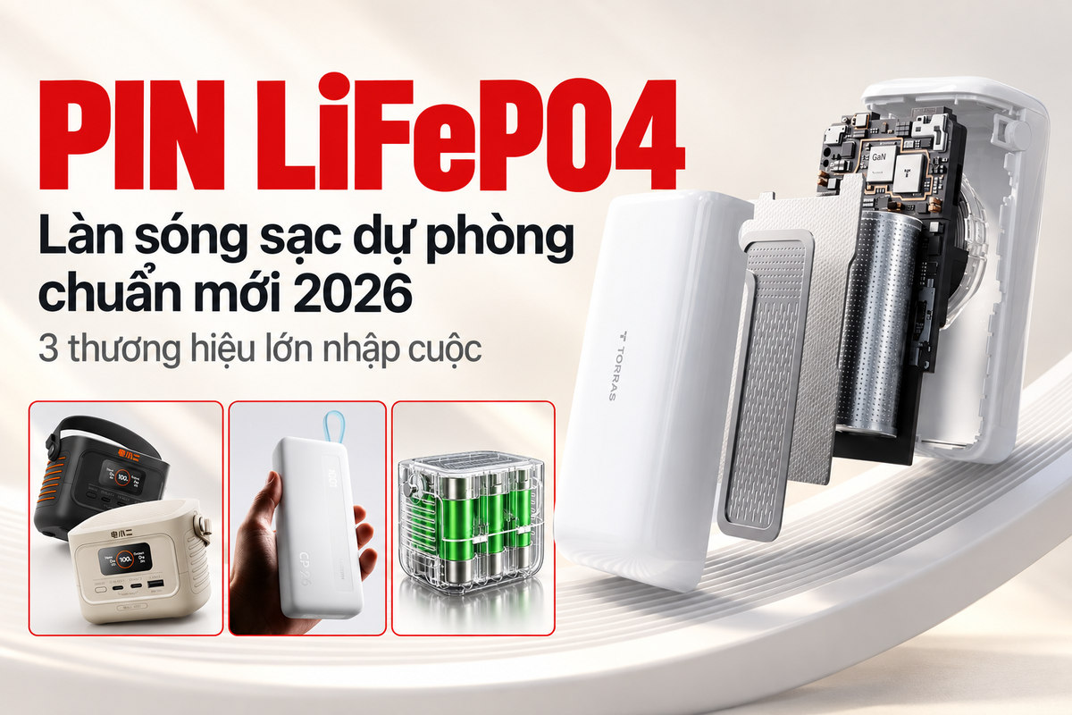 Làn sóng pin LiFePO4 tràn vào thị trường sạc dự phòng chuẩn quốc gia mới 2026 với 3 thương hiệu lớn