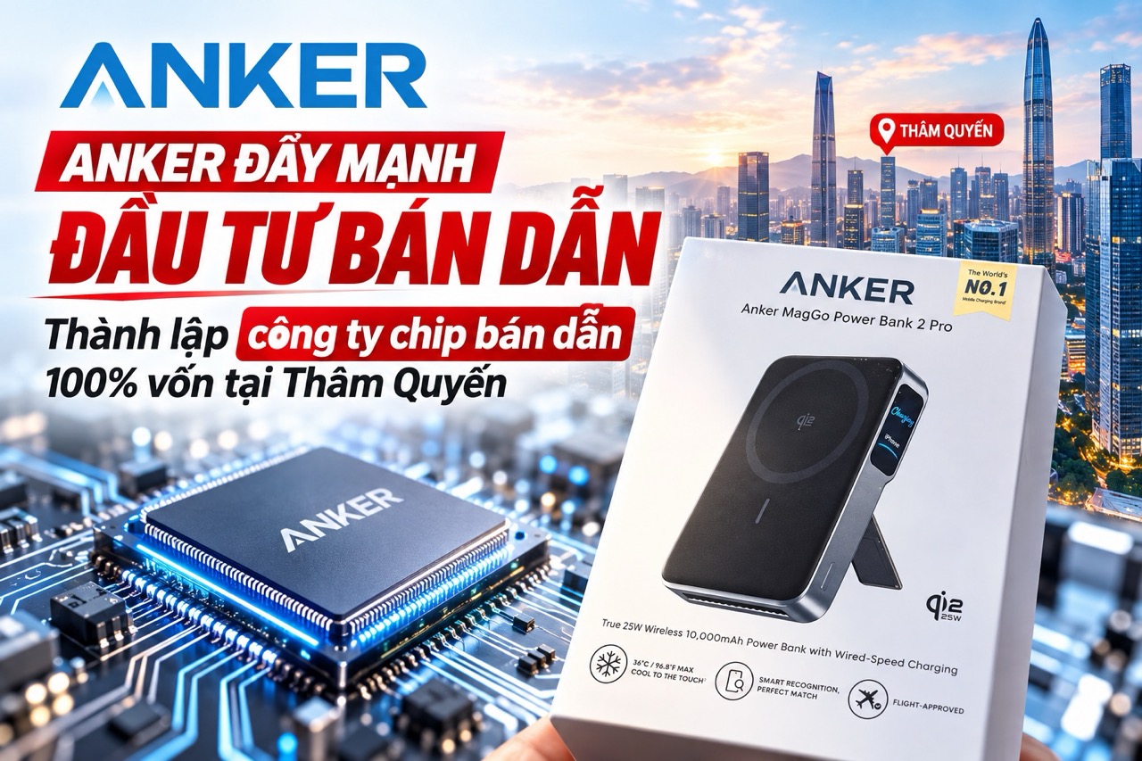 Anker đẩy mạnh đầu tư bán dẫn: Thành lập công ty chip bán dẫn 100% vốn tại Thâm Quyến