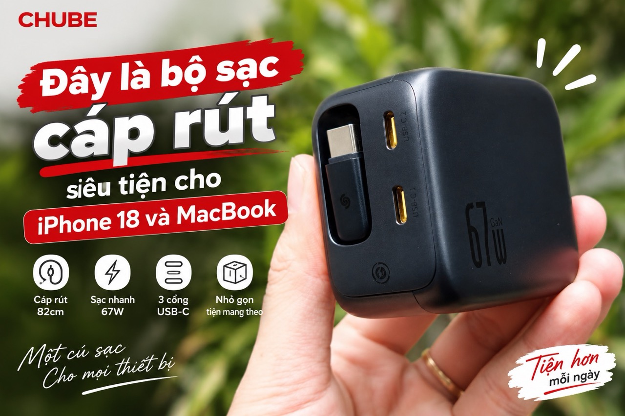 Đây là bộ sạc cáp rút siêu tiện cho iPhone 18 và MacBook