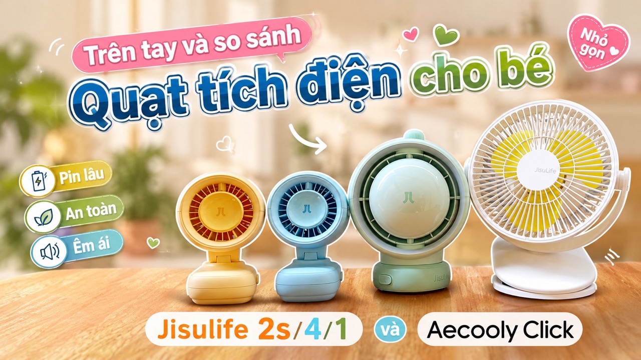 Trên tay và so sánh một số mẫu quạt dành cho bé Jisulife 2s/4/1 Aecooly Click