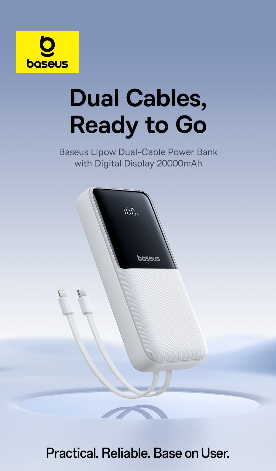 chube Pin sạc dự phòng Baseus Lipow Dual-Cable 22.5W 20000mAh