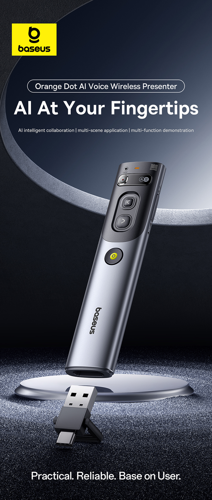 Bút trình chiếu Baseus Orange Dot AI Voice