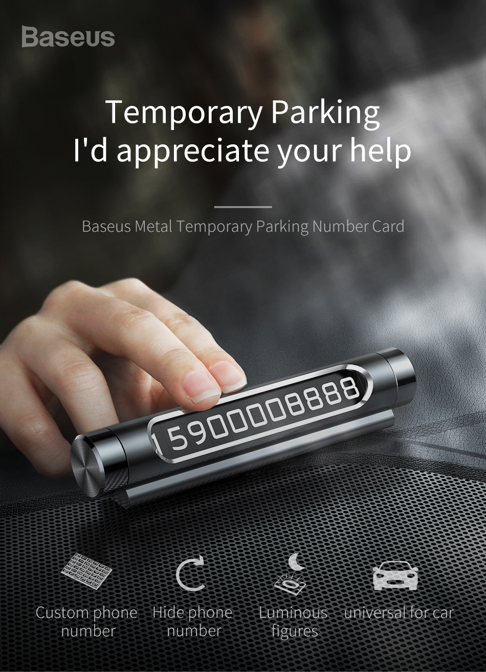 chube Bảng số điện thoại Baseus Metal Parking Card dùng cho xe hơi