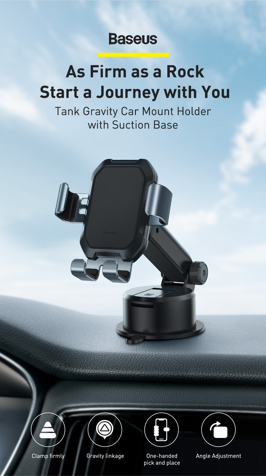 Giá đỡ điện thoại Baseus Tank Gravity Car Mount - Thiết kế sang trọng