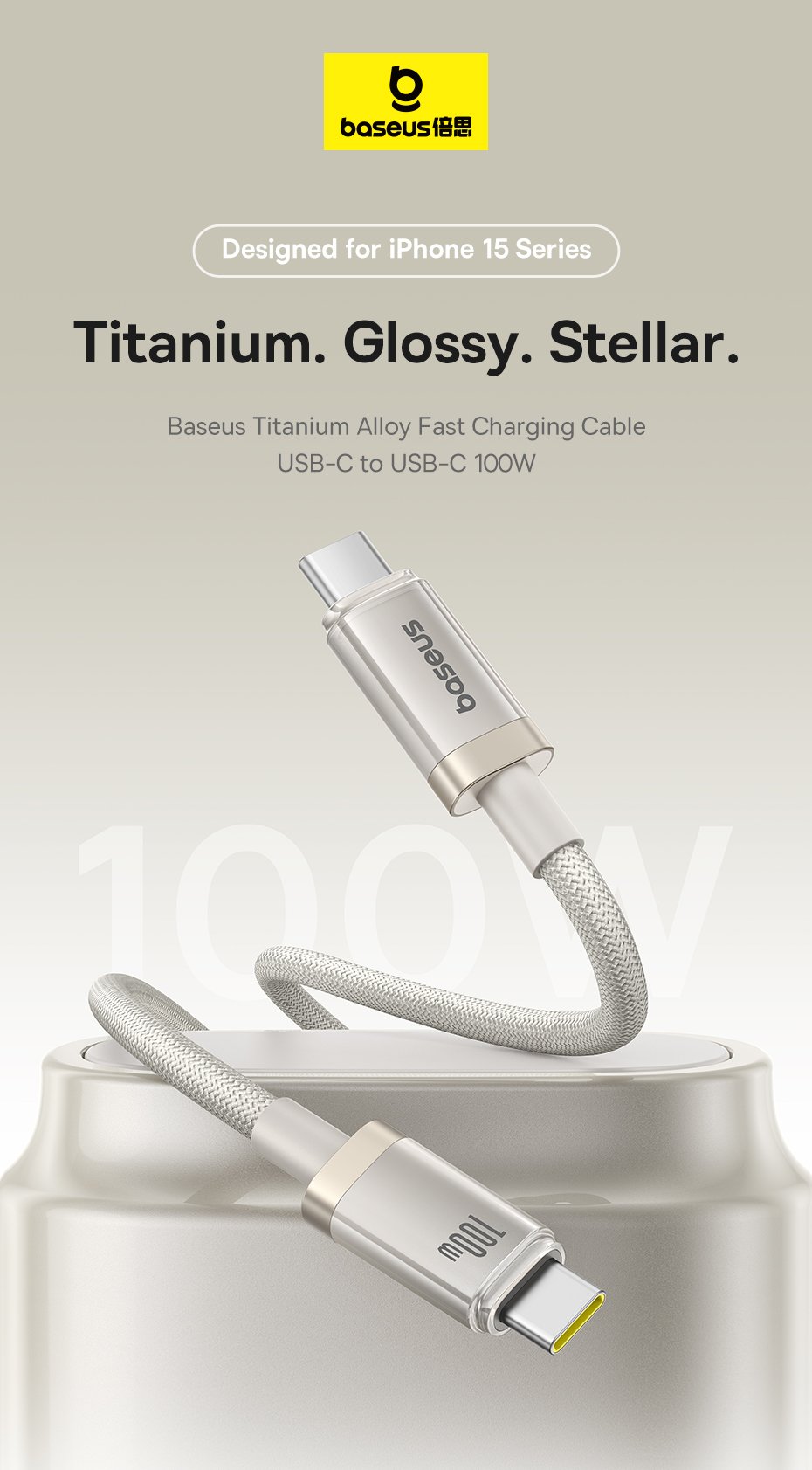 chube Cáp Sạc Nhanh 100W Baseus Titanium Alloy C to C