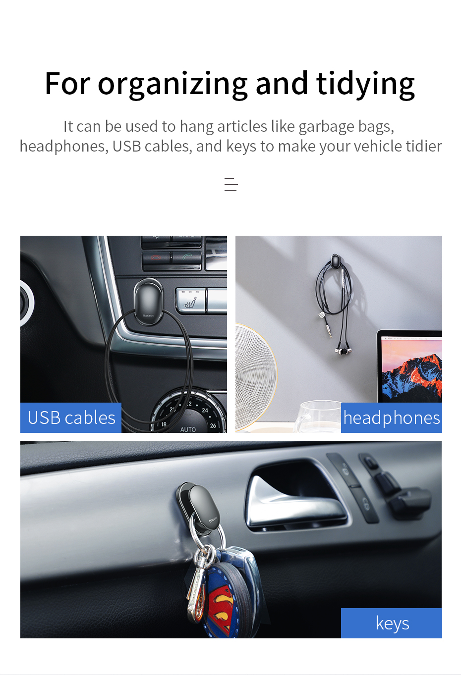 chube Miếng dán móc treo đa năng Baseus Small Shell Vehicle Hook