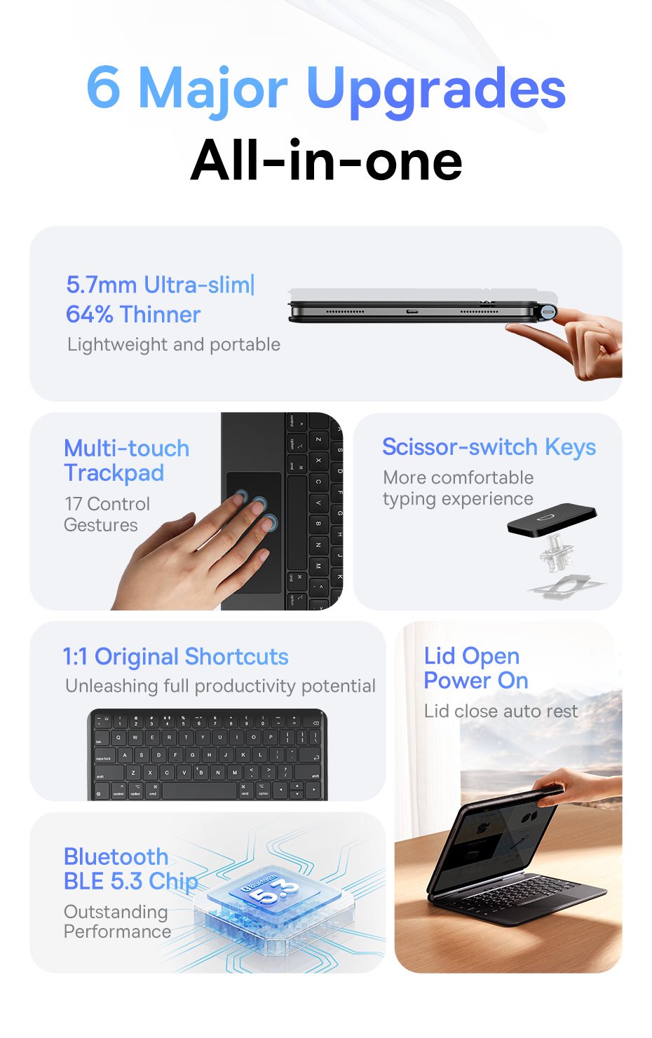 chube Bàn phím kèm bao da nam châm Baseus Brilliance Series 2 cho iPad