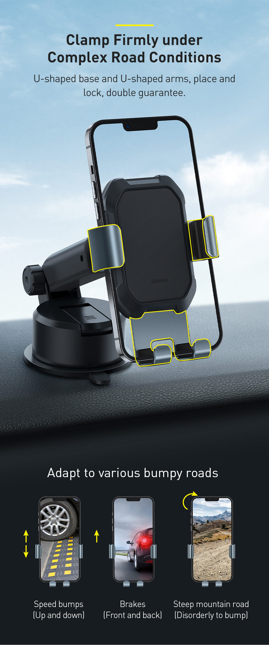 Giá đỡ điện thoại Baseus Tank Gravity Car Mount - Kẹp giữ chắc chắn