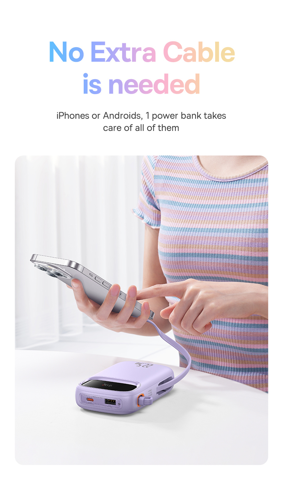 chube Pin Sạc Dự Phòng OS-Baseus Qpow2 kèm 2 cáp 30w 20.000mAh